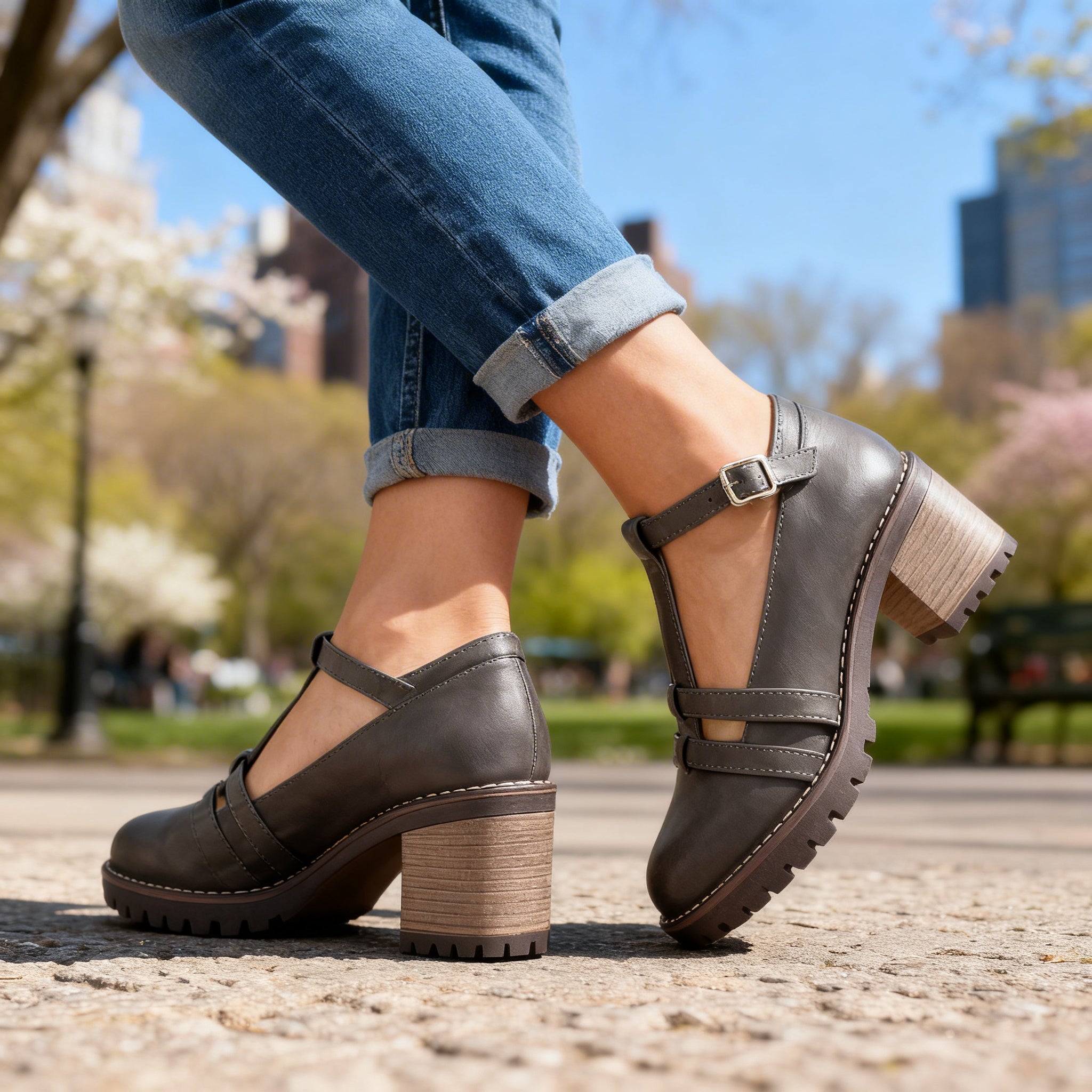 Romilly | T-Strap Block Heel Loafer