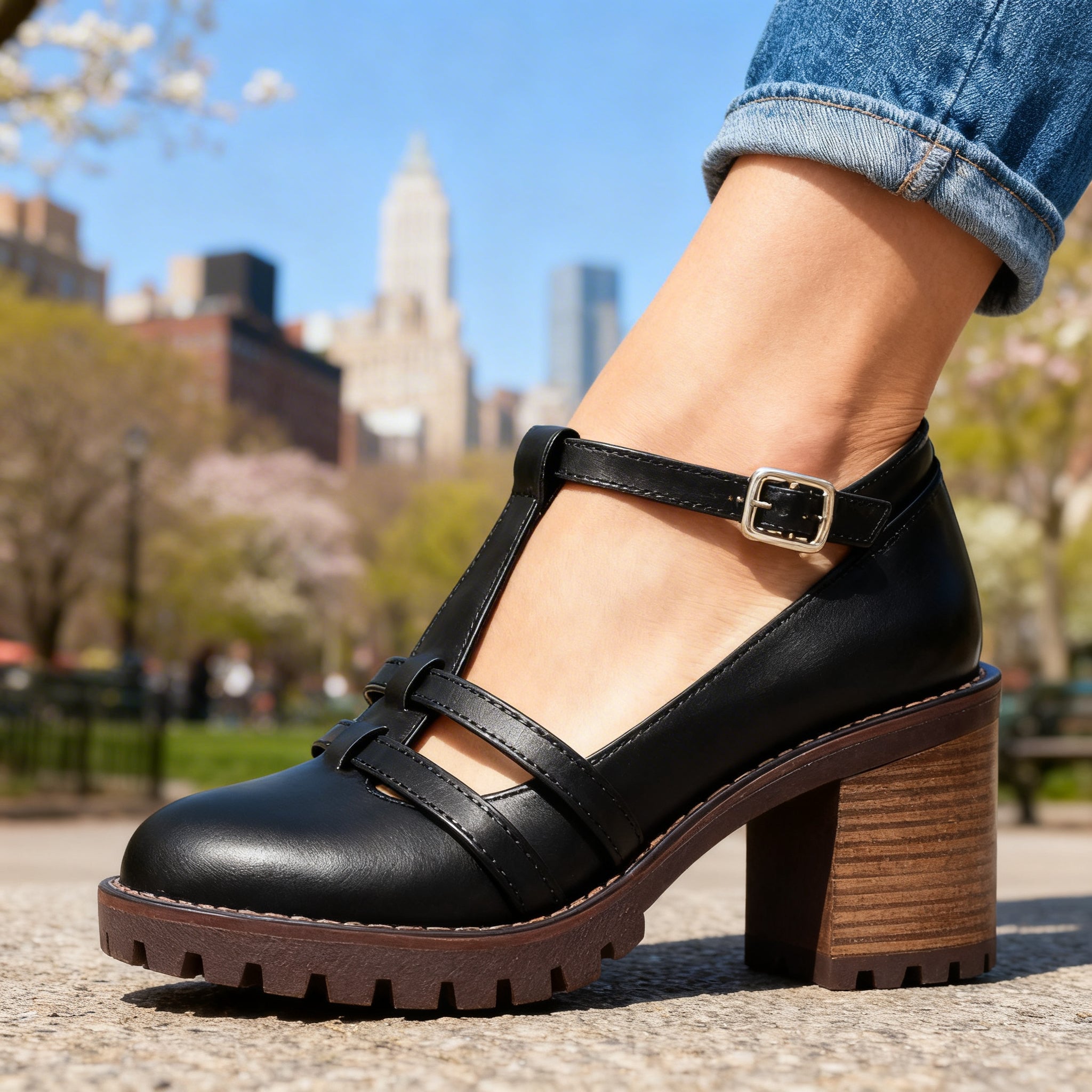 Romilly | T-Strap Block Heel Loafer