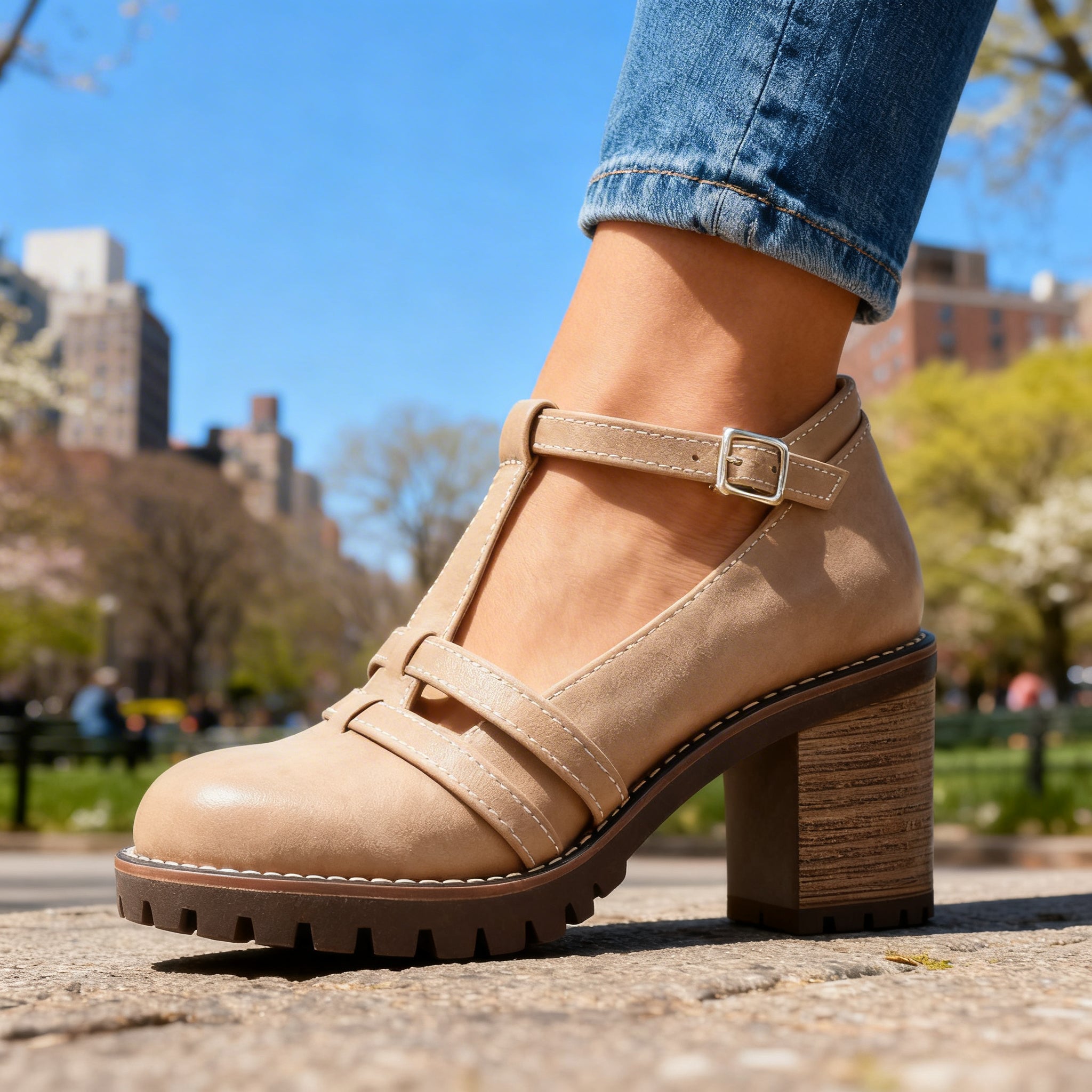 Romilly | T-Strap Block Heel Loafer