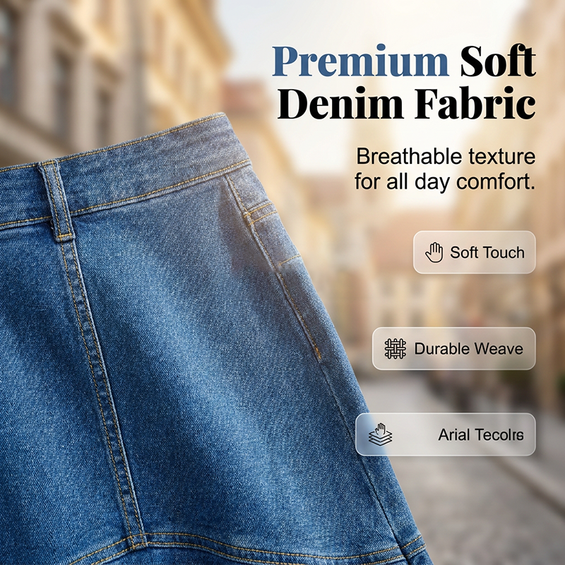 Sia | High-Waist Denim Midi Skirt