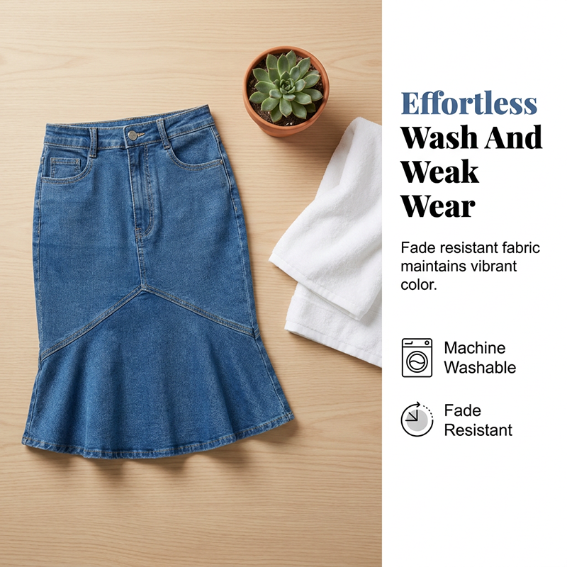 Sia | High-Waist Denim Midi Skirt