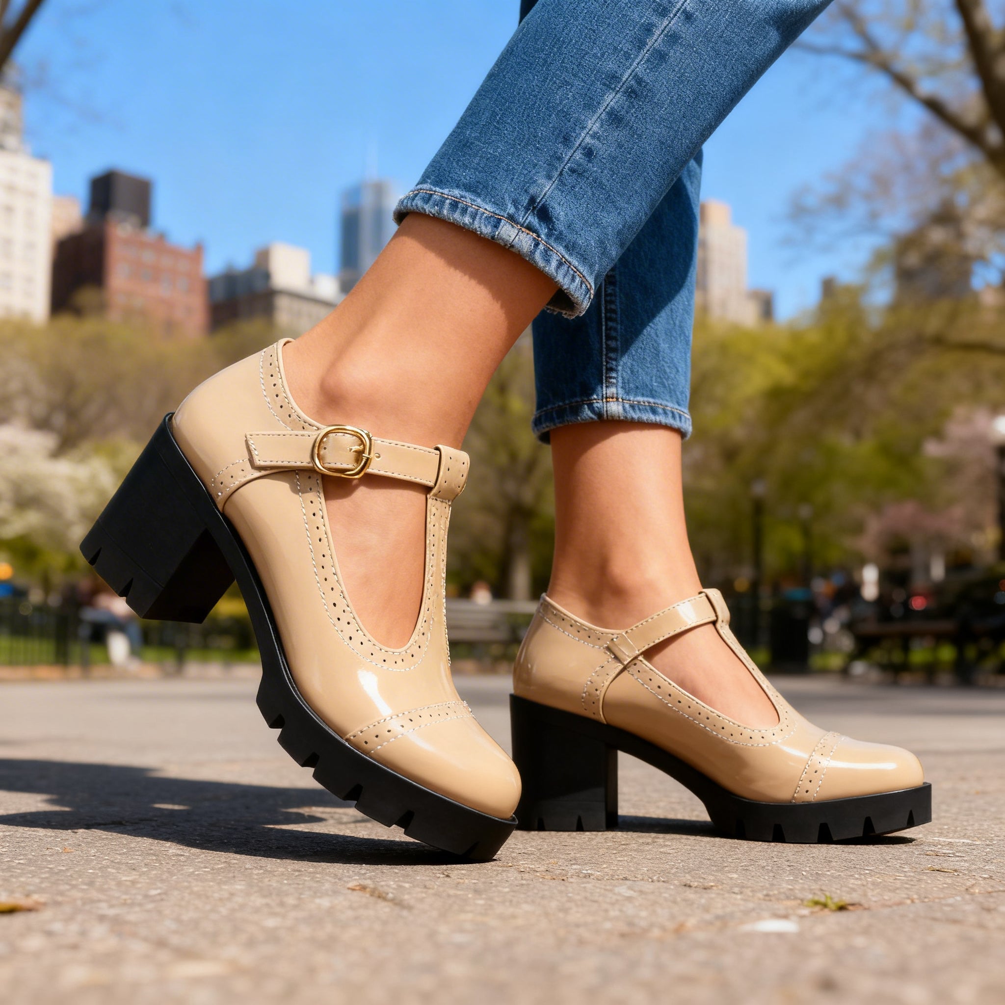 Lavinia | Brogue Mary Jane Platform Heel